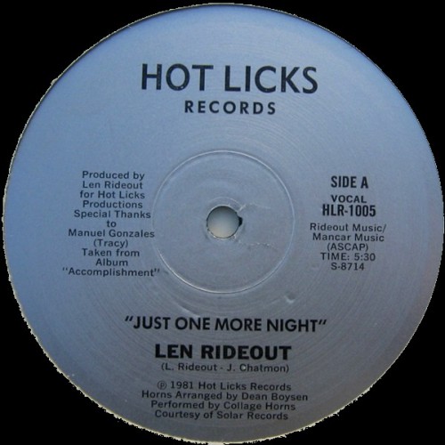 Len Rideout Just One More Night Ht Licks 1005
