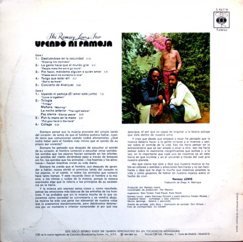 Ramsey Lewis Trio Upendo Ni Pamoja KC 31096 verso