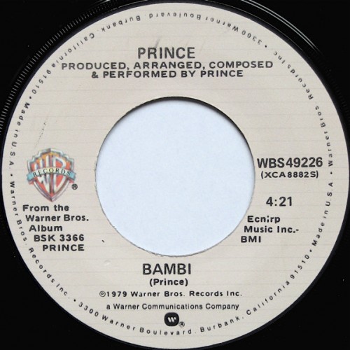45T Prince 1980 Still Waiting + Bambi [Warner Bros. WBS 49226] FACEB